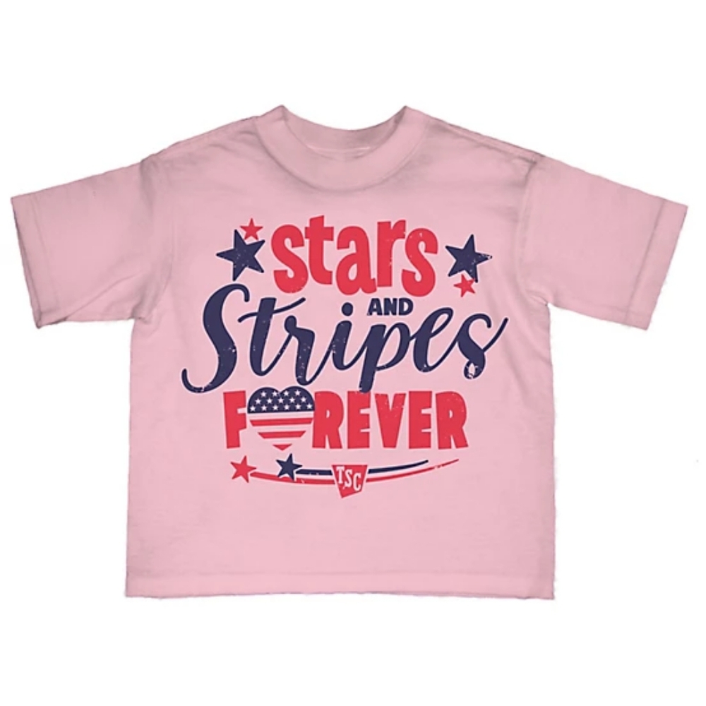 Girls Pink Stars & Stripes Patriotic Tee Size 3t